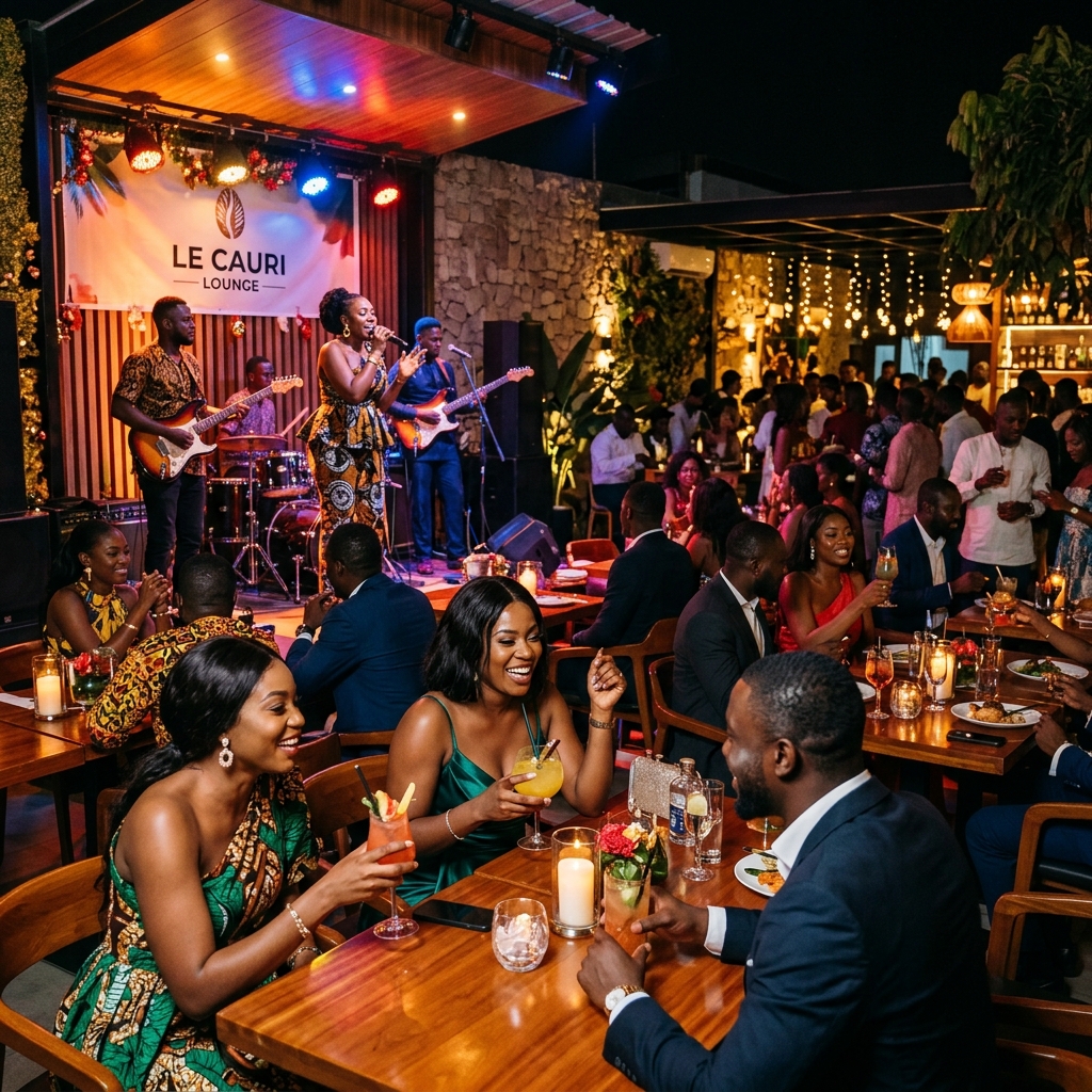 Groupe de musique live sur la scène du restaurant