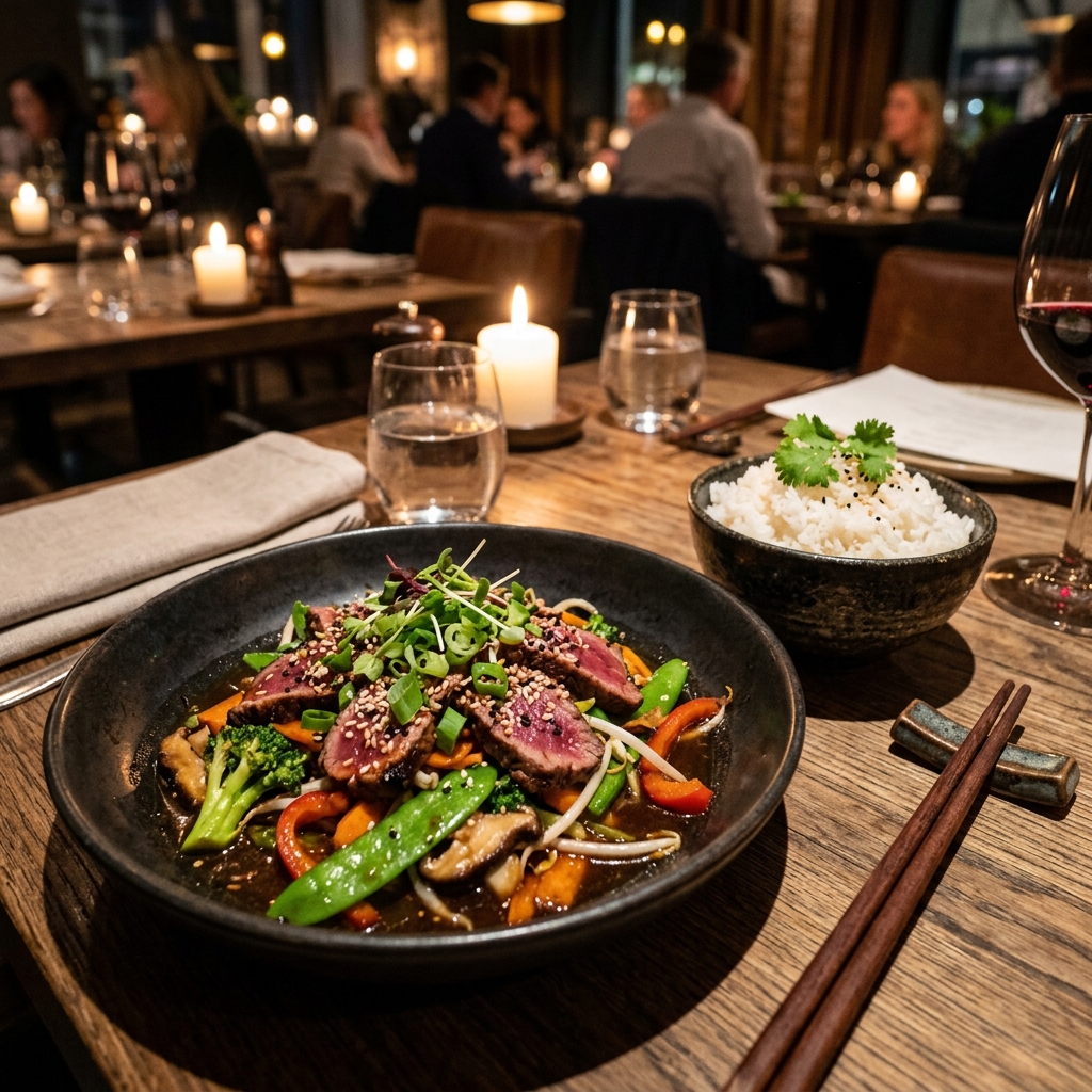 Wok de boeuf tataki asiatique