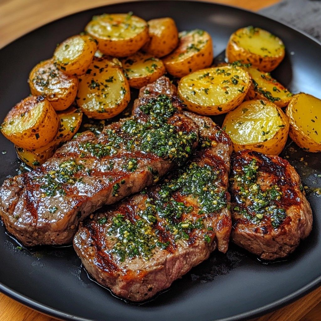 Entrecôte grillée au beurre d'herbes
